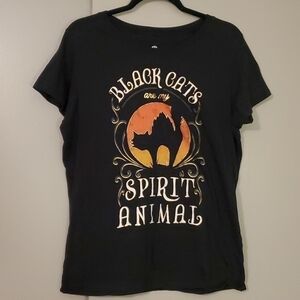 Halloween Black Cat Tee Size 18/20